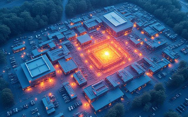 Carte thermique d'une zone commerciale indiquant l'activité.