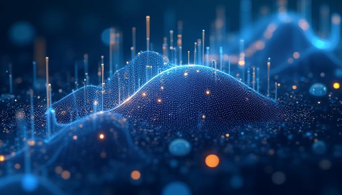 Visualisation d'un réseau neuronal complexe avec des flux de données stylisés et un portefeuille d'investissement optimisé